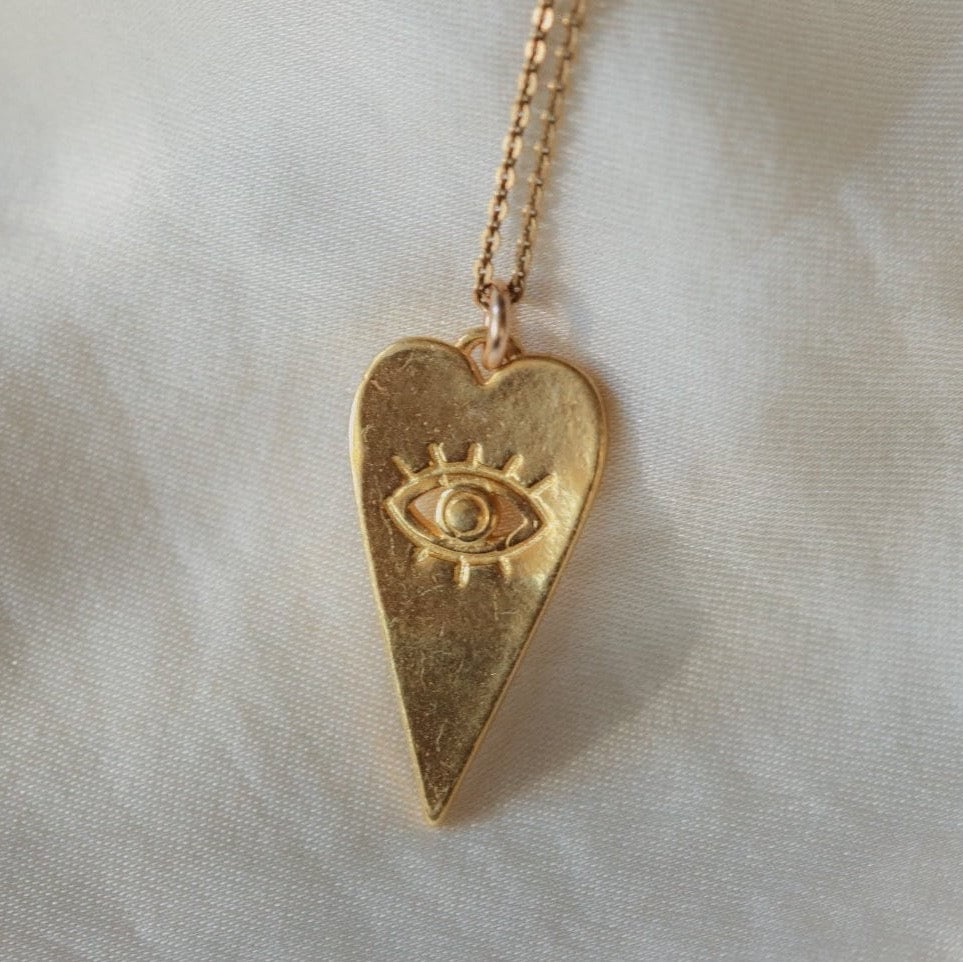 Evil eye heart necklace