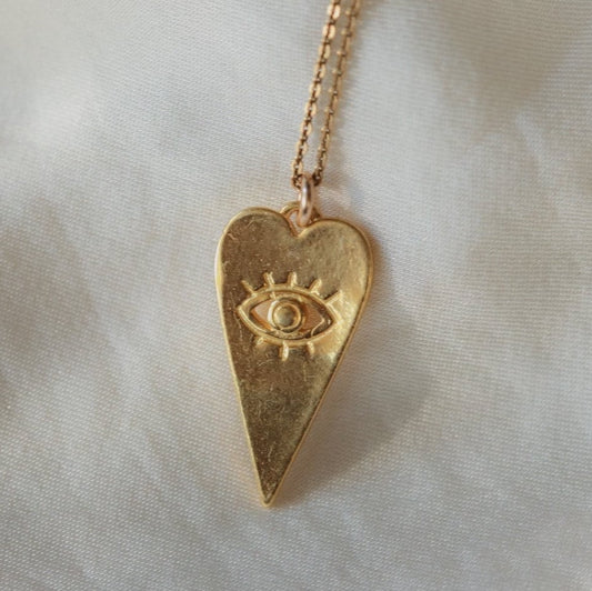 Evil eye heart necklace