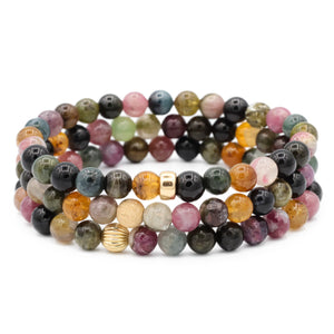 Mixed tourmaline bracelet 6mm