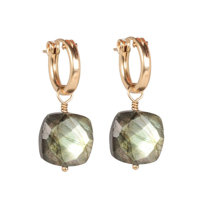 Labradorite hoop earrings