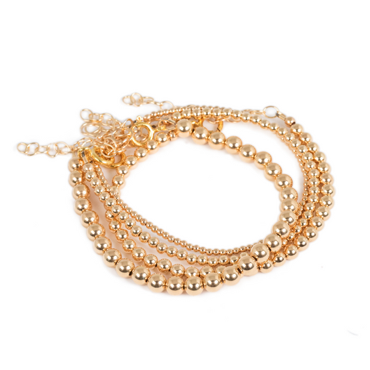 Adjustable Gold Filled Beaded Ball Bracelet