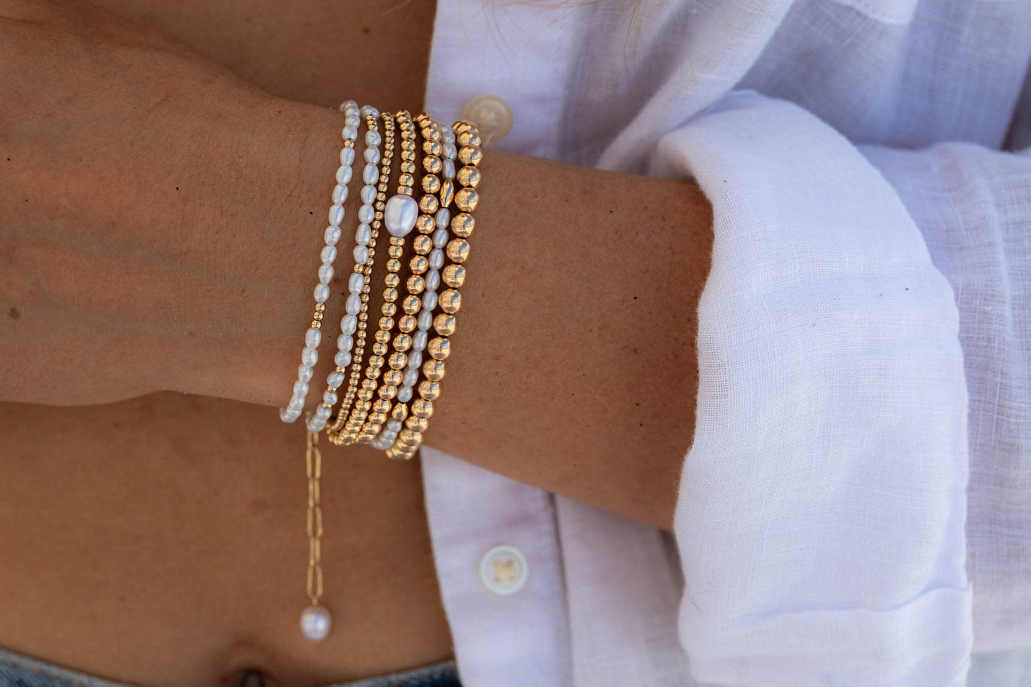 Adjustable Gold Filled Beaded Ball Bracelet