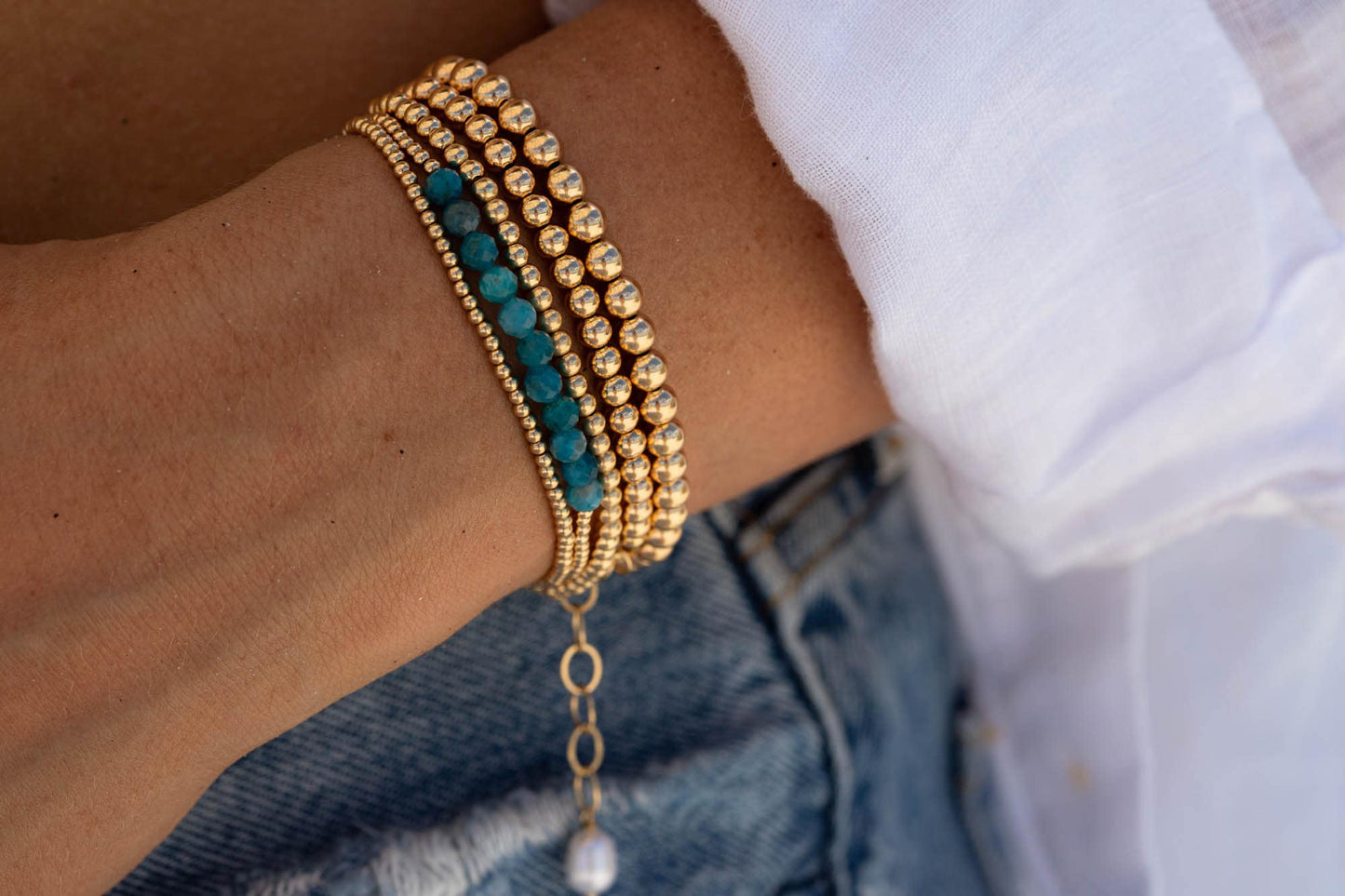 Adjustable Gold Filled Beaded Ball Bracelet