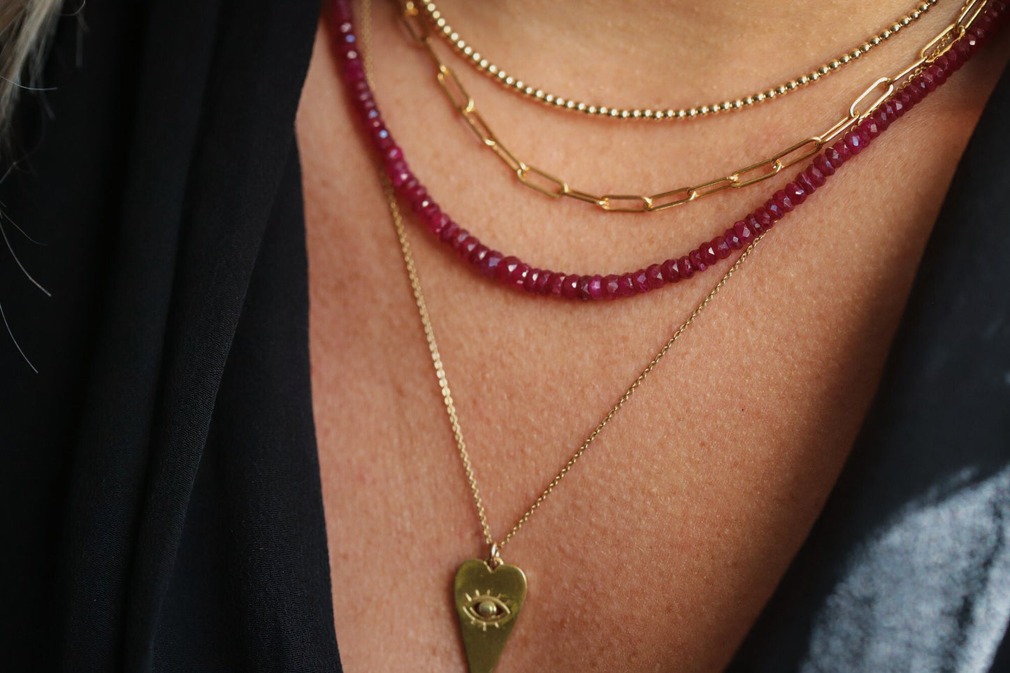 Evil eye heart necklace
