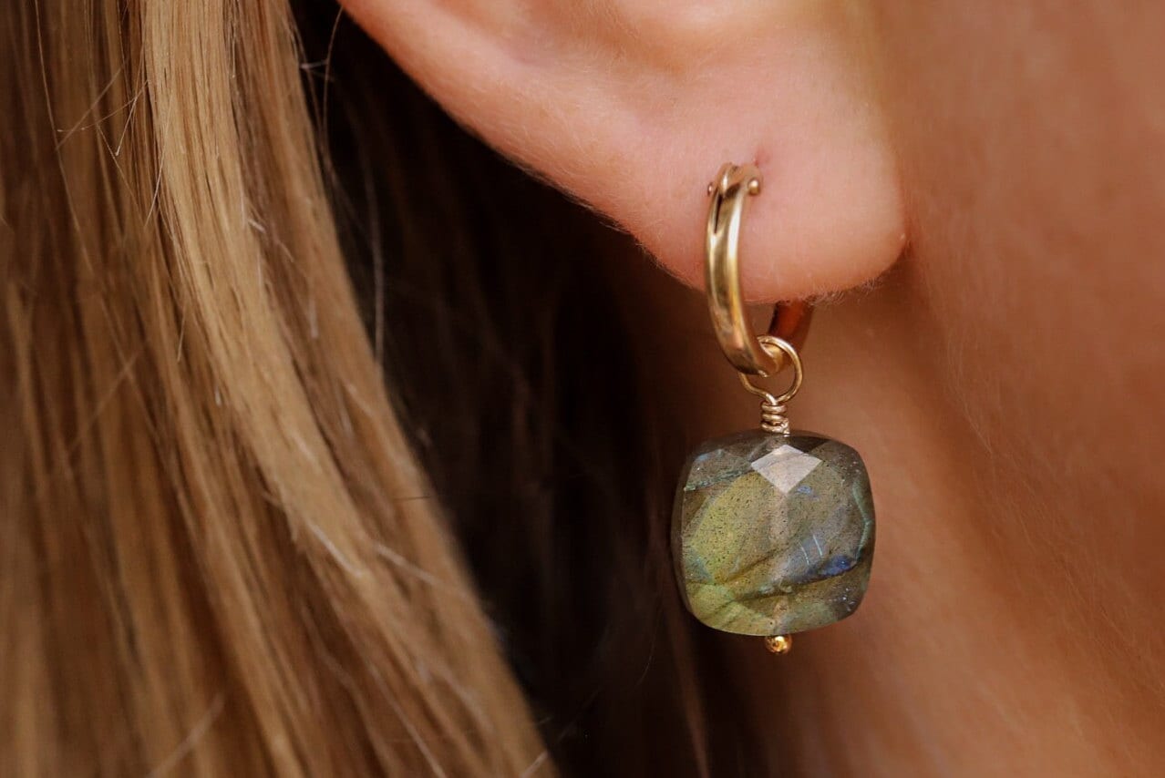 Labradorite hoop earrings