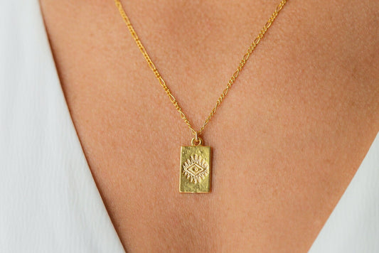 Rectangle gold necklace