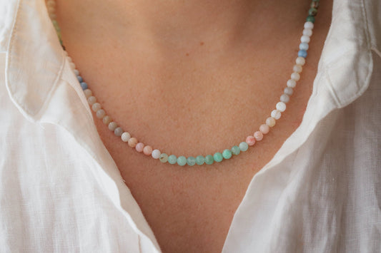100% genuine multi opal necklace | Multi Opal Smooth Round Balls Beads | colorful opal necklace | genuine opal beaded jewelry