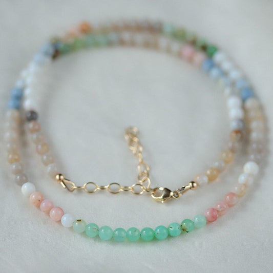 100% genuine multi opal necklace | Multi Opal Smooth Round Balls Beads | colorful opal necklace | genuine opal beaded jewelry