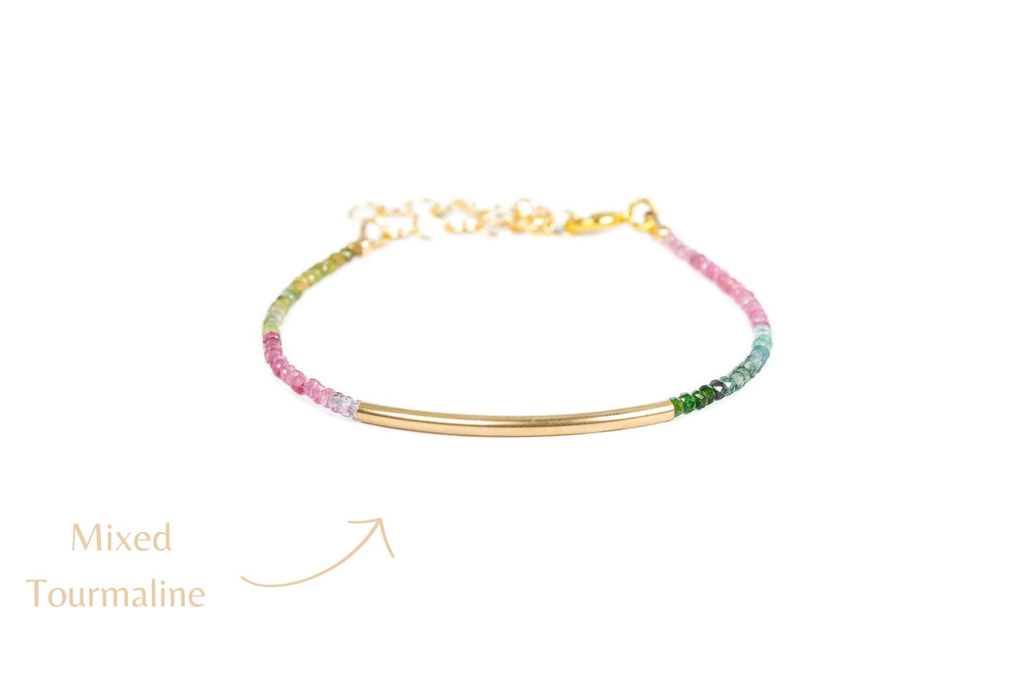 Mini Tourmaline gold bar bracelet