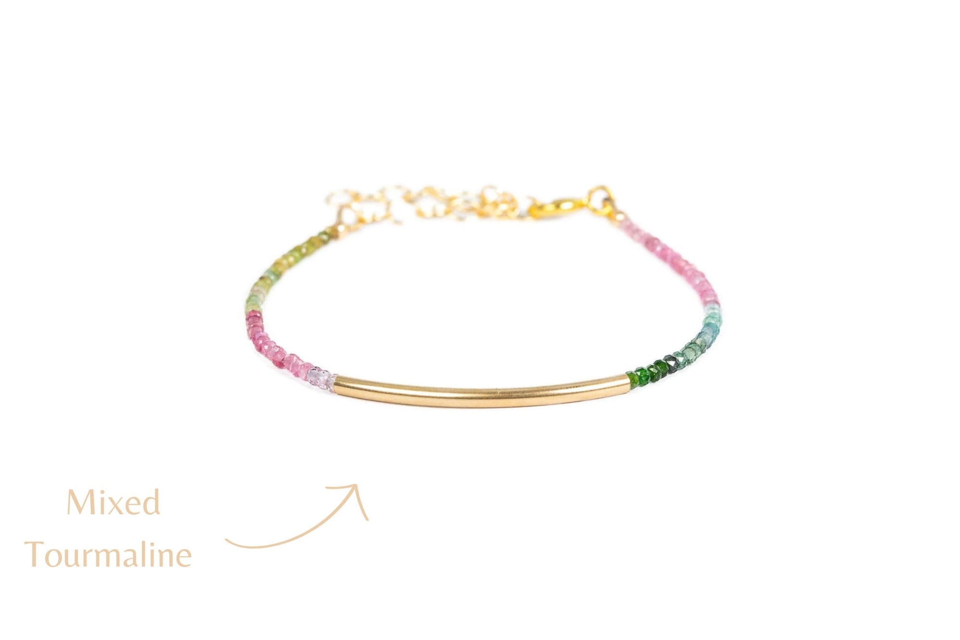 Mini Tourmaline gold bar bracelet