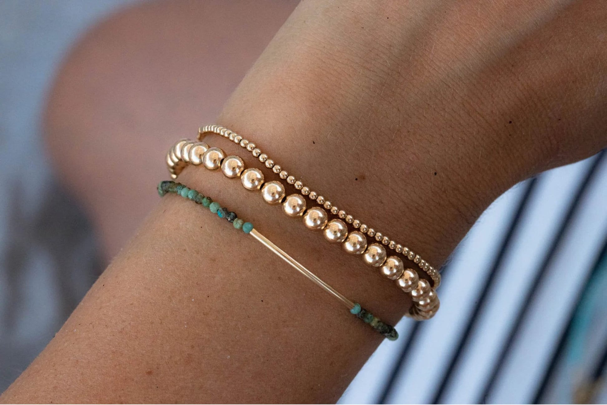 Mini Tourmaline gold bar bracelet