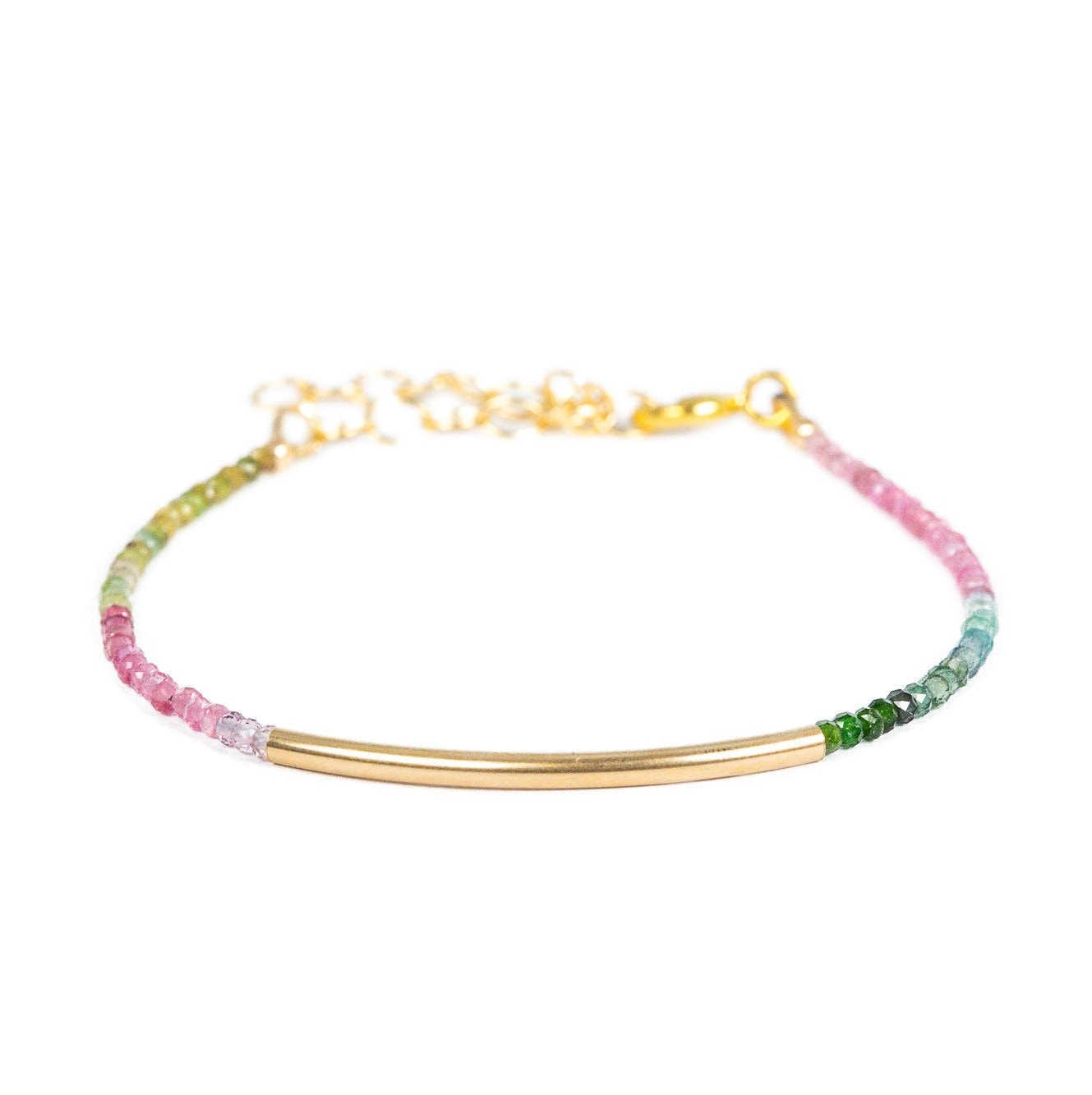 Mini Tourmaline gold bar bracelet