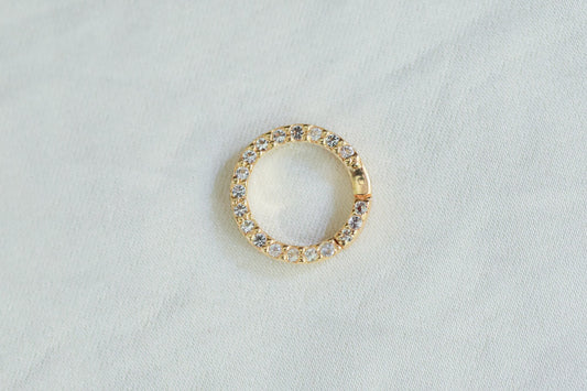 Charm holder - 3 microns gold vermeil, white topaz