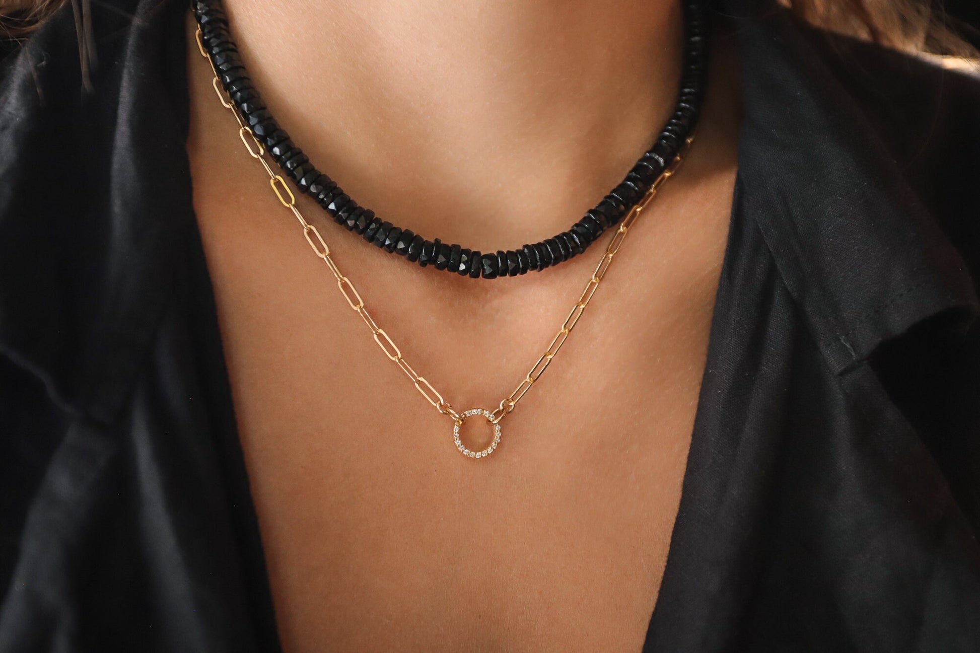 Charm holder - 3 microns gold vermeil, white topaz