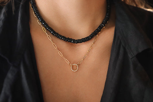 Charm holder - 3 microns gold vermeil, white topaz