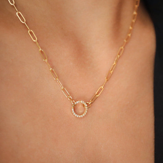 Charm holder - 3 microns gold vermeil, white topaz