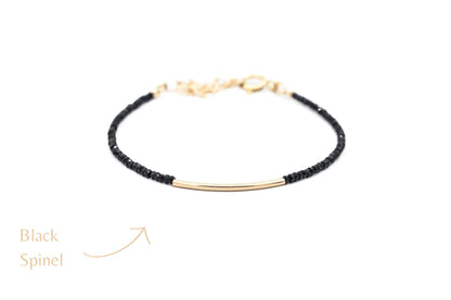 Mini Tourmaline gold bar bracelet