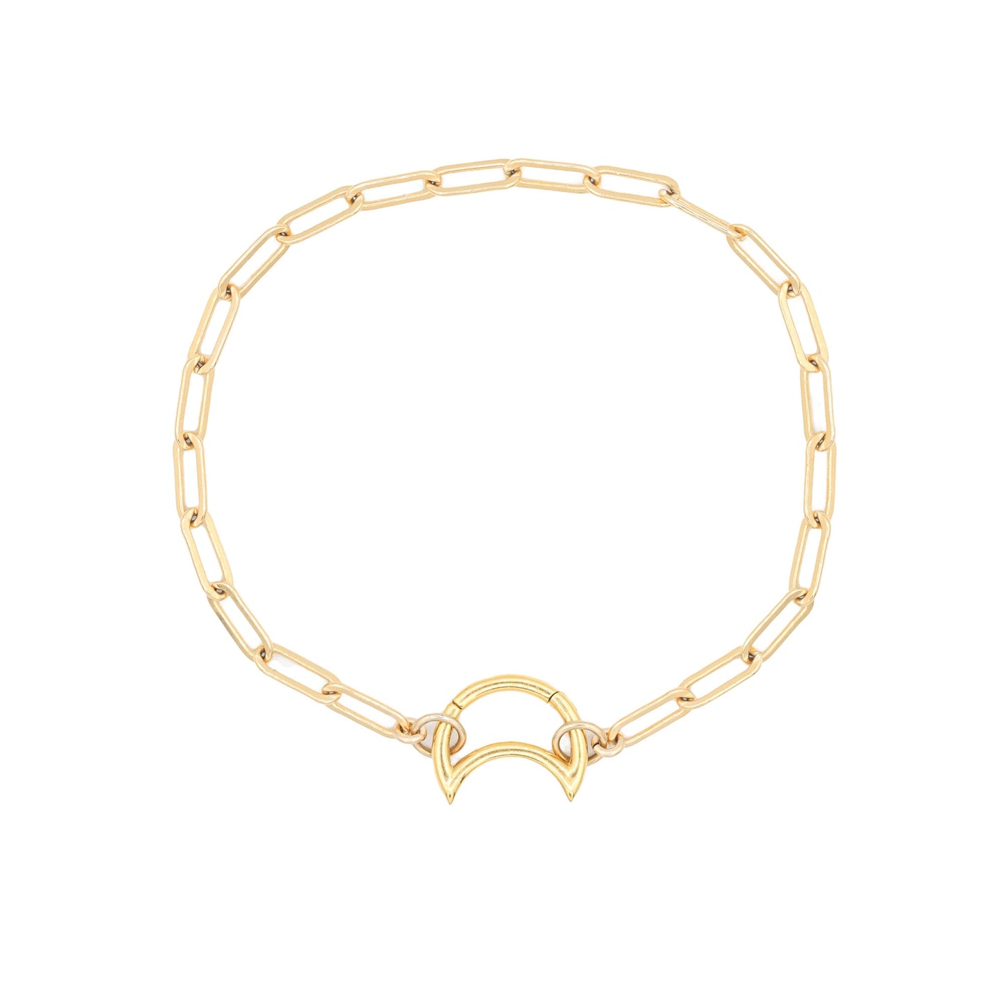 Carabiner Paperclip Bracelet, Medium Paperclip chain Bracelet, Gold Filled Chain Bracelet, Gold Rectangle Link Chain Bracelet