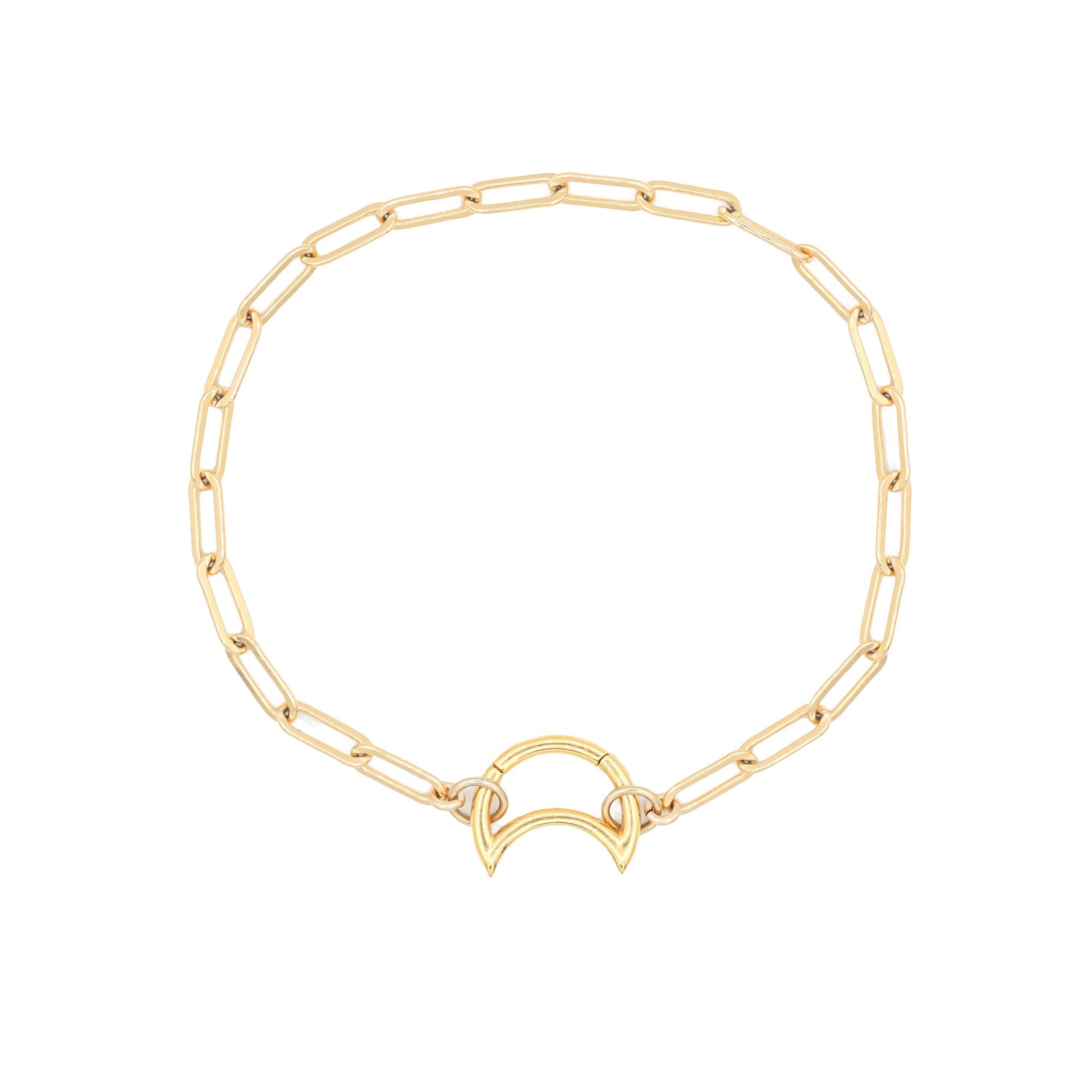 Carabiner Paperclip Bracelet, Medium Paperclip chain Bracelet, Gold Filled Chain Bracelet, Gold Rectangle Link Chain Bracelet