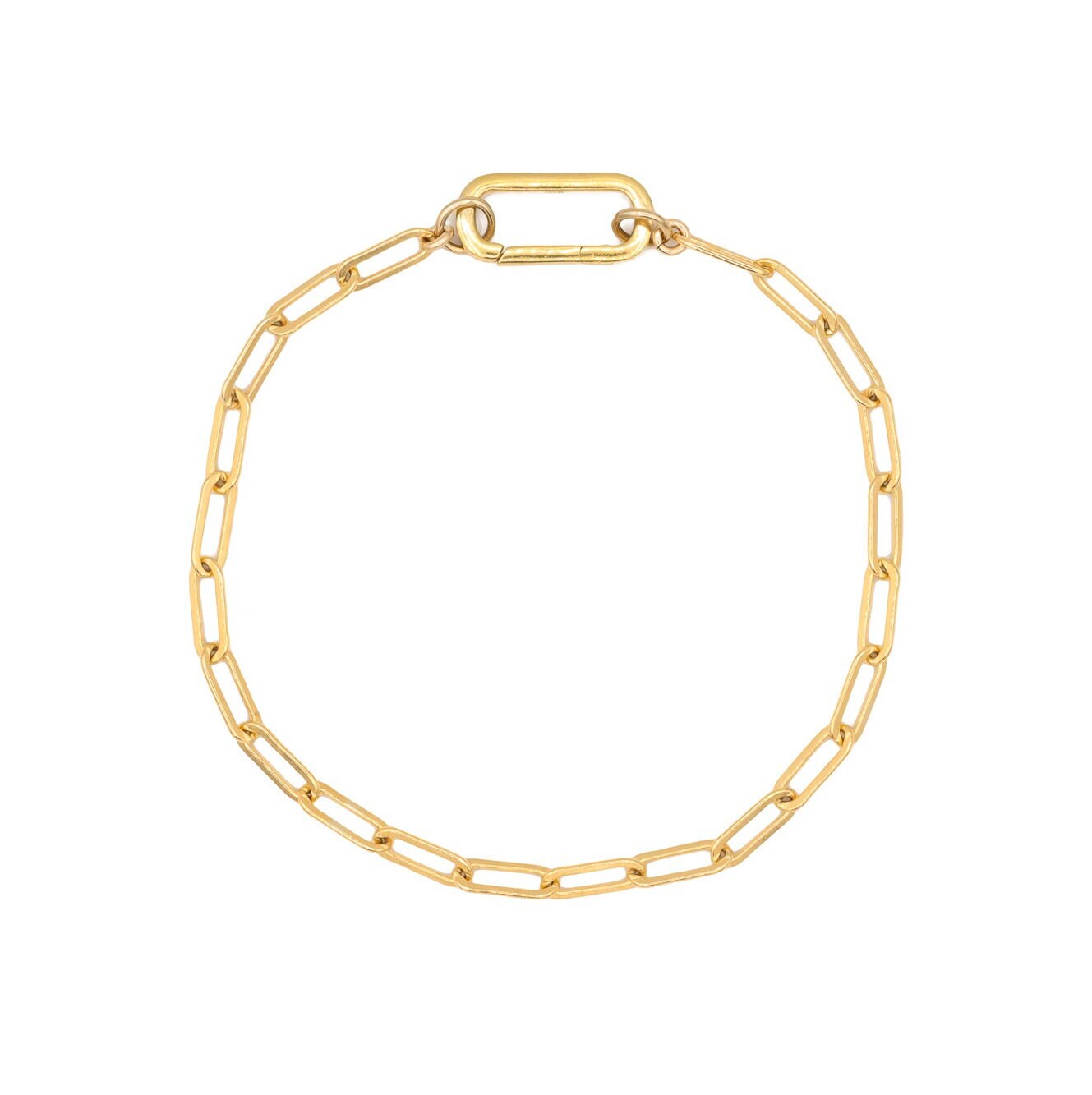 Carabiner Paperclip Bracelet, Medium Paperclip chain Bracelet, Gold Filled Chain Bracelet, Gold Rectangle Link Chain Bracelet