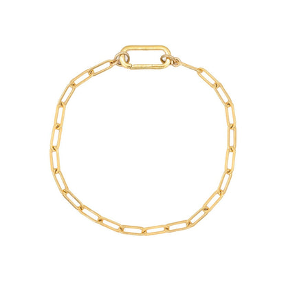 Carabiner Paperclip Bracelet, Medium Paperclip chain Bracelet, Gold Filled Chain Bracelet, Gold Rectangle Link Chain Bracelet