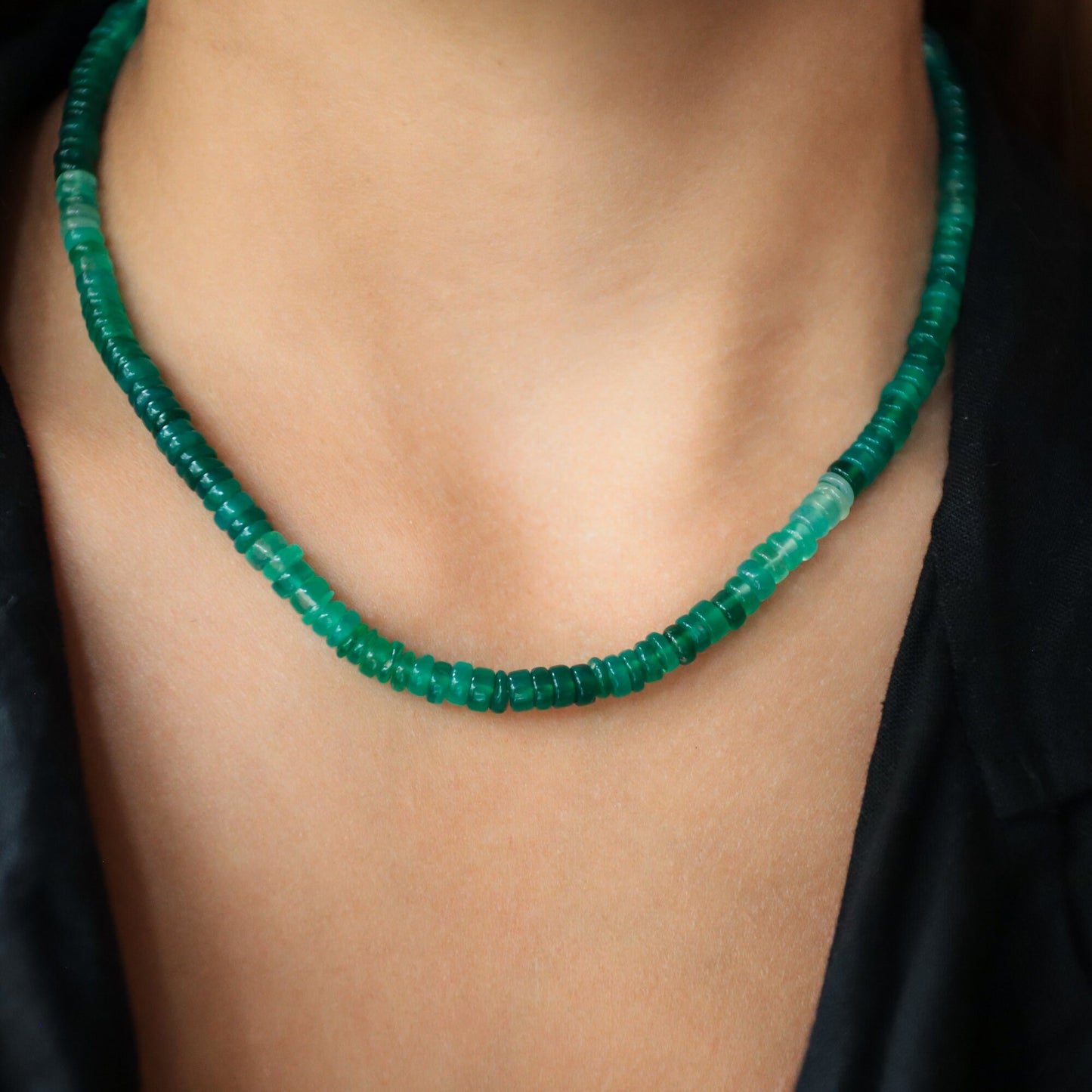 Green onyx necklace | OMBRE green onyx necklace | green onyx gemstone necklace | green onyx jewelry, natural green onyx necklace