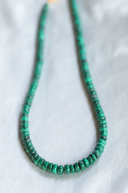 Beaded Malachite Necklace | Statement Malachite Necklace | Malachite gold filled jewelry | Healing malachite jewelry | Gemstone statement