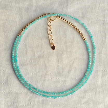 Tiny Amazonite 2mm Necklace | Amazonite necklace | Beaded Amazonite jewelry | Amazonite gold filled | Amazonite choker | Amazonite