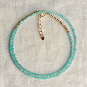 Tiny Amazonite 2mm Necklace | Amazonite necklace | Beaded Amazonite jewelry | Amazonite gold filled | Amazonite choker | Amazonite