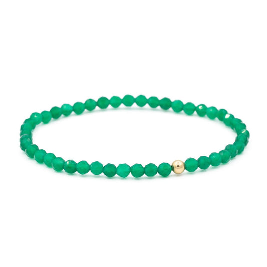 Green Onyx Bracelet, Genuine Green Onyx Beaded Bracelet, 4mm Genuine Green Onyx gold filled bracelet, green onyx faceted