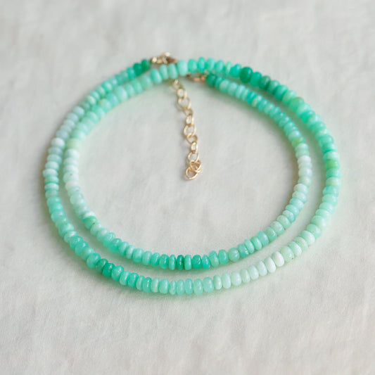 Smooth OMBRE Chrysoprase beaded necklace | happy Chrysoprase jewelry | green gemstone beaded necklace | AAA chrysoprase necklace